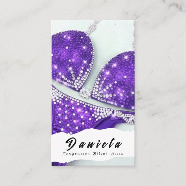 Crystal Bikini Fitness Competition Suits Women Business Card (Front)