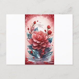 Crystal Blooms of Love: Valentine's Day Greeting C Postcard