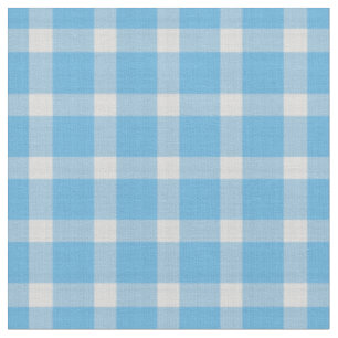 Crystal Blue and White Gingham Plaid Fabric