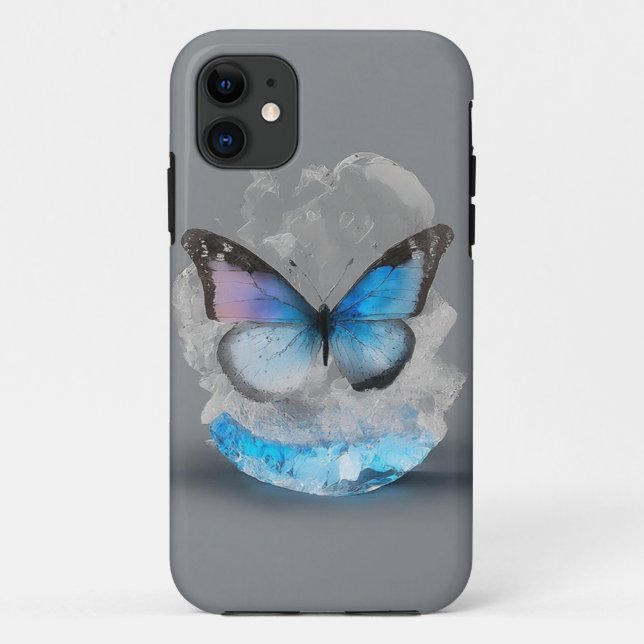Crystal Blue Butterfly Mobile Case  (Back)
