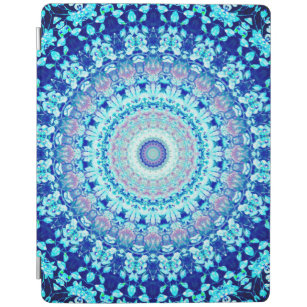 Crystal Blue Floral Mandala  iPad Cover