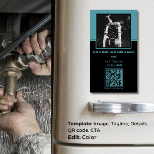 Crystal Blue 💧🔍Leak Detection: Custom Plumbing Magnetic Business Card