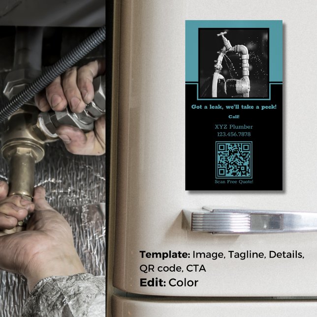 Crystal Blue 💧🔍Leak Detection: Custom Plumbing Magnetic Business Card (Crystal Blue 💧🔍Leak Detection: Custom Plumbing Business Card Magnet)