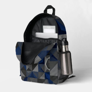 Crystal Blue Low‑Poly Geometric Backpack