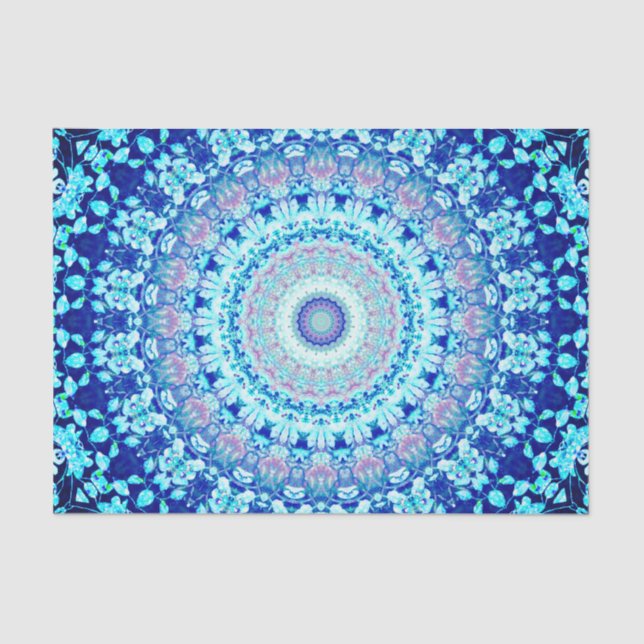 Crystal Blue Shiny Mandala  Tissue Paper (Front)