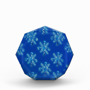 Crystal Blue Snowflakes Photo Block