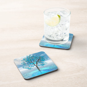 Crystal Blue Tree Hard plastic coaster