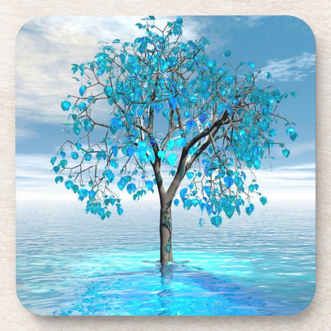Crystal Blue Tree Hard plastic coaster (Front)