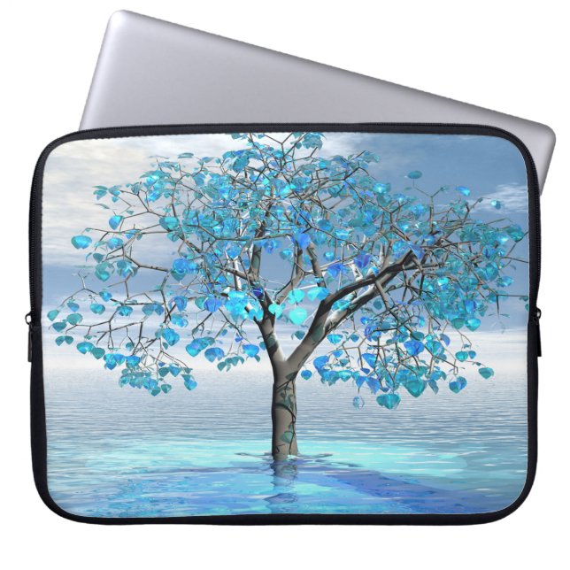 Crystal Blue Tree Laptop Sleeve (Front)
