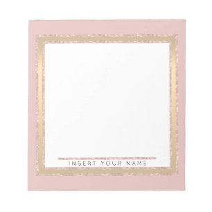 Crystal Blush Gold Personalised Notepad 5.5" x 6"