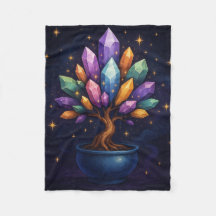 Crystal Bonsai Throw Blanket – Mystical Nature Art