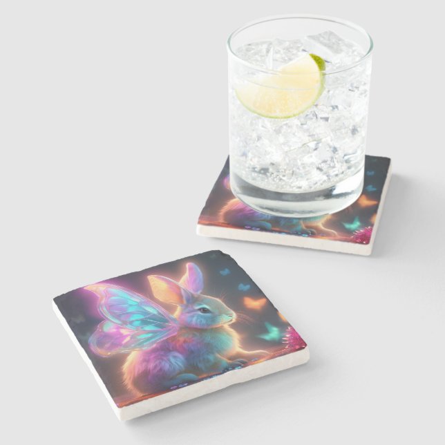 Crystal Bunny Stone Coaster (Side)