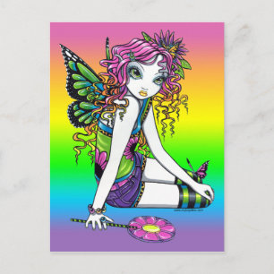"Crystal" Candy Rainbow Butterfly Fairy Postcard