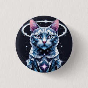 Crystal Cat Geometric Vector Art 3 Cm Round Badge