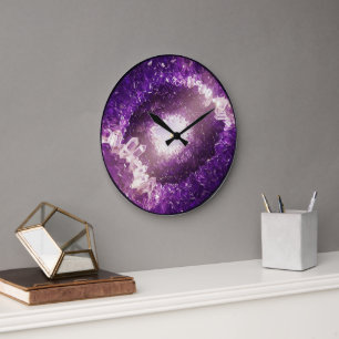 Crystal Cave Shine with Glowing Amethyst and Quart Large Clock