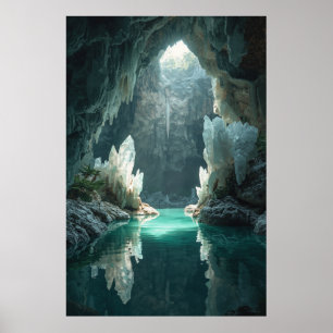 “Crystal Cavern Oasis Wall Poster – Mystical Cave 