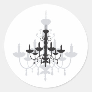 Crystal Chandelier Black Gothic and Shadow Classic Round Sticker