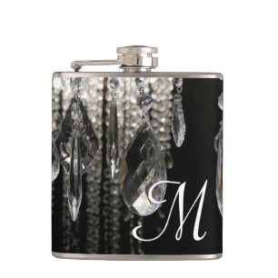 Crystal Chandelier Chic Gla Monogram Whiskey Flask