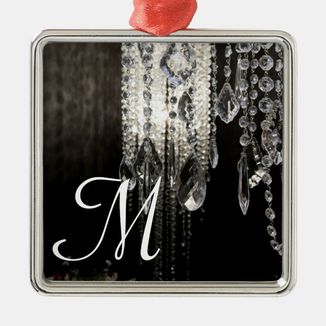 Crystal Chandelier Chic Monogram Initial Ornament (Front)