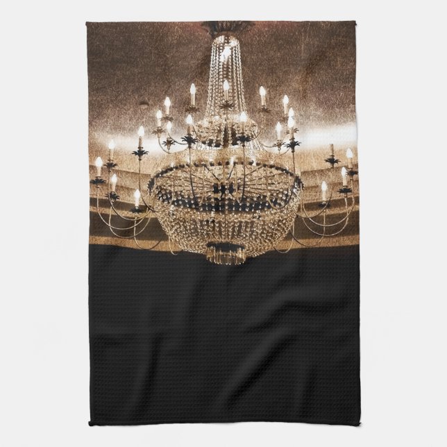 Crystal Chandelier Dazzle Glitz Kitchen Dish Towel (Vertical)