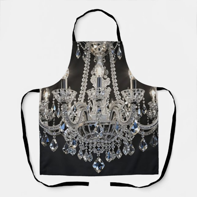 Crystal Chandelier Luxe Silver Sparkle Apron (Front)