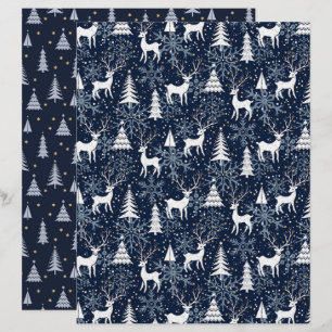 Crystal Christmas Deer Blue-Grey Scrapbook Paper