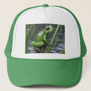 "Crystal Clarity: Green Glass Frog on River Reeds" Trucker Hat