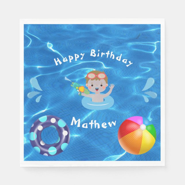 Crystal Clear Blue Water Pool Party  Napkin (Front)
