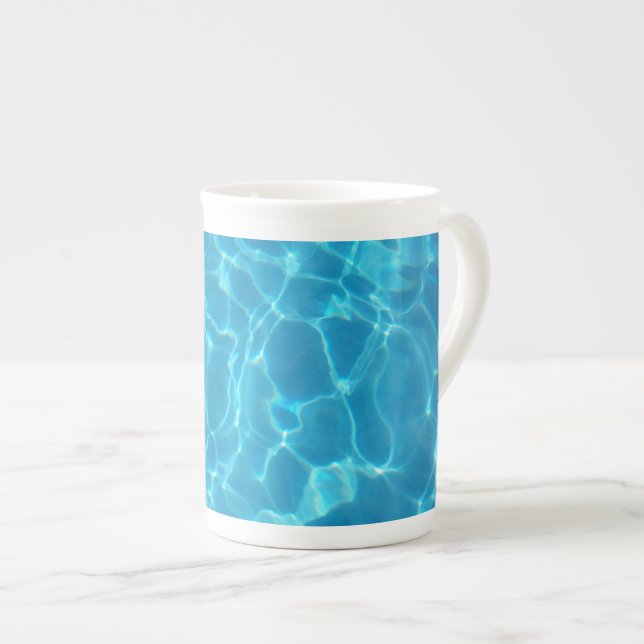 Crystal Clear Sky Blue Pool Water Bone China Mug (Front Right)