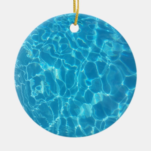 Crystal Clear Sky Blue Pool Water Ceramic Ornament (Front)