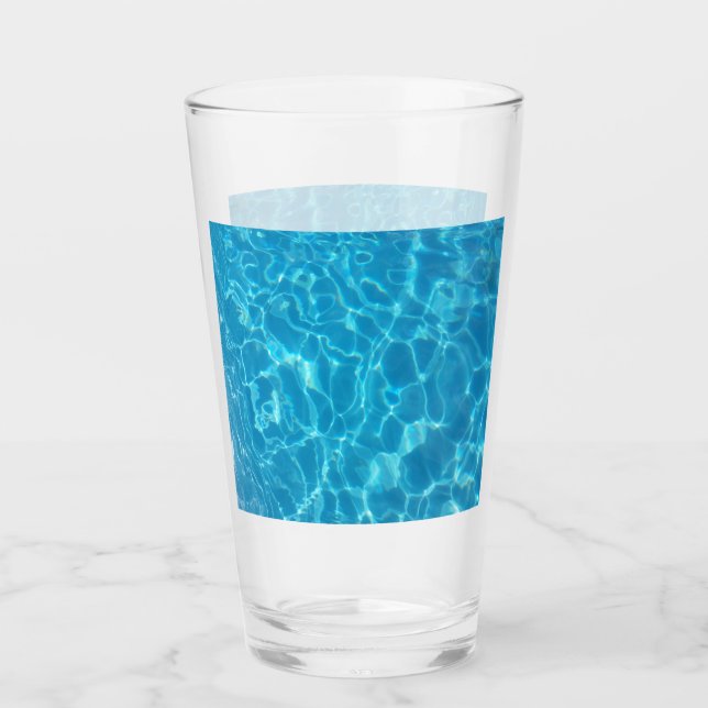 Crystal Clear Sky Blue Pool Water Glass (Front)