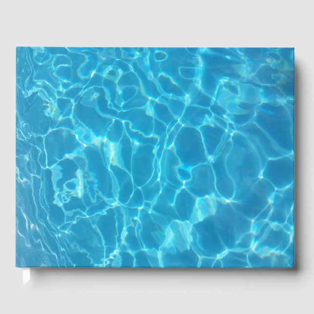 Crystal Clear Sky Blue Pool Water Guest Book (Front)