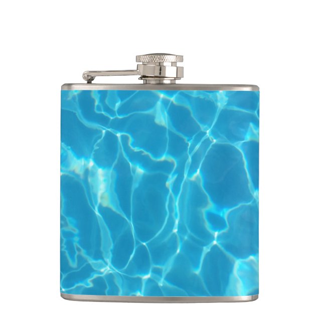 Crystal Clear Sky Blue Pool Water Hip Flask (Front)