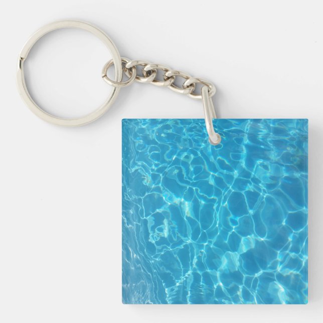 Crystal Clear Sky Blue Pool Water Key Ring (Front)