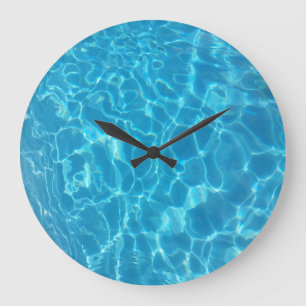 Crystal Clear Sky Blue Pool Water Large Clock