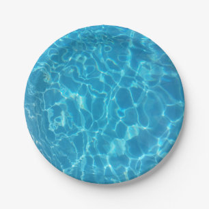 Crystal Clear Sky Blue Pool Water Paper Plate