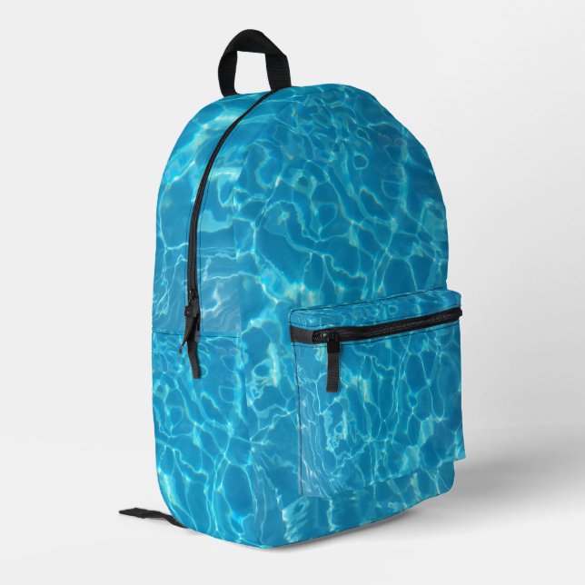 Crystal Clear Sky Blue Pool Water Printed Backpack (Back Corner Left)