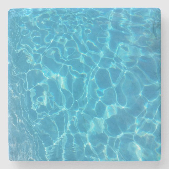 Crystal Clear Sky Blue Pool Water Stone Coaster (Front)