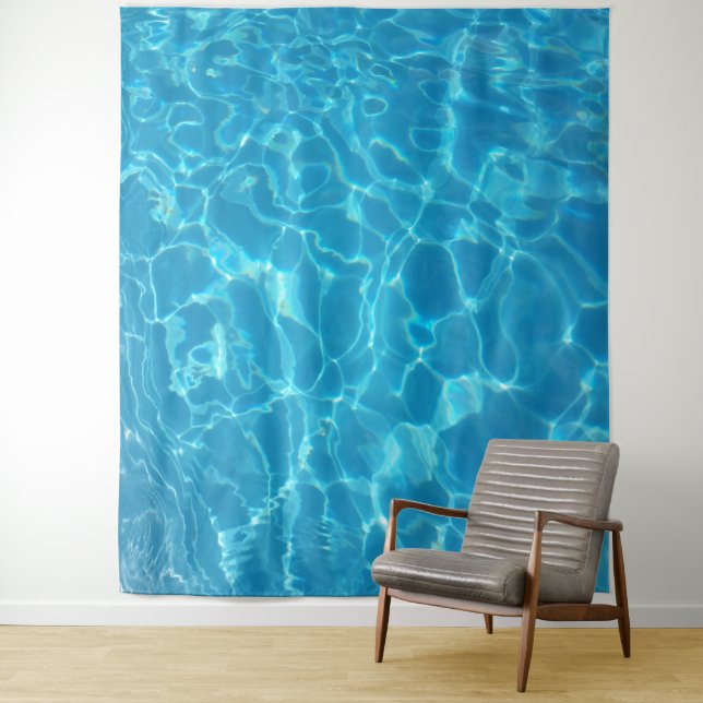 Crystal Clear Sky Blue Pool Water Tapestry (In Situ)