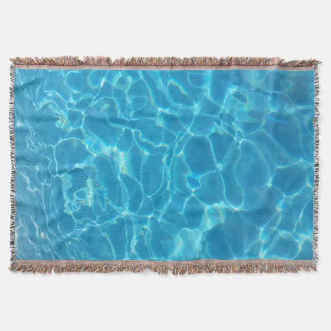 Crystal Clear Sky Blue Pool Water Throw Blanket (Front)