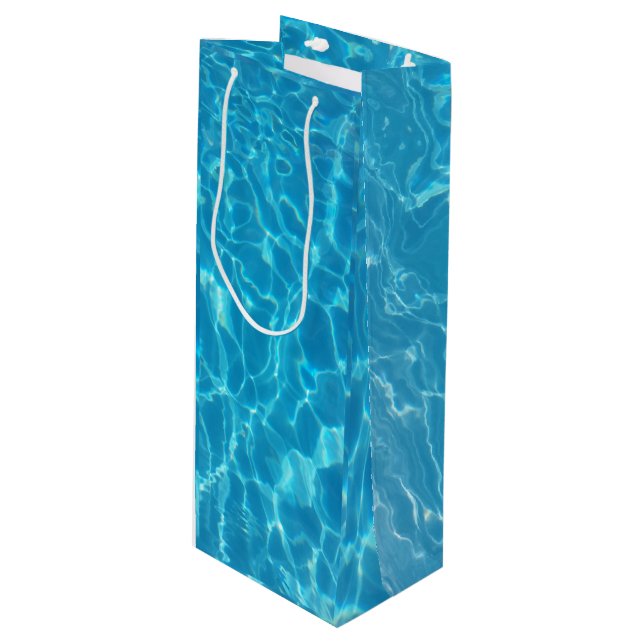Crystal Clear Sky Blue Pool Water Wine Gift Bag (Front Angled)