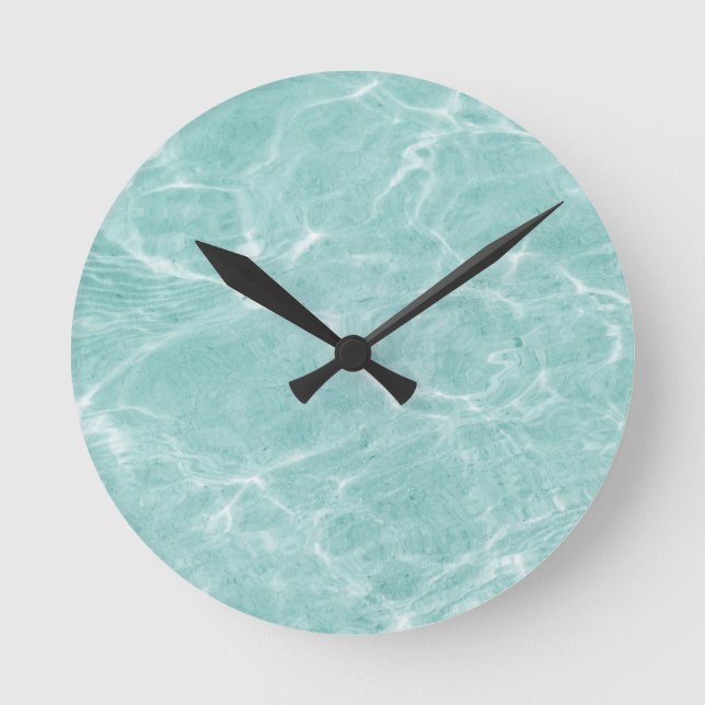 Crystal Clear Soft Turquoise Ocean Dream #2 #wall  Round Clock (Front)