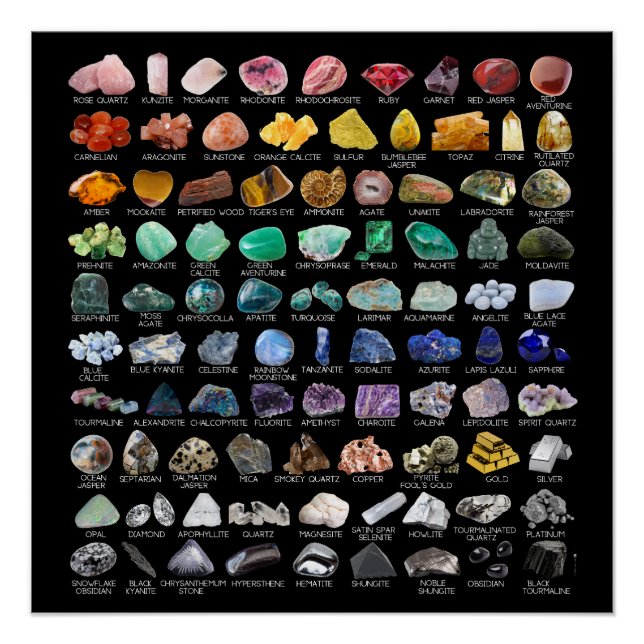Crystal Collection Rainbow Rocks Geology Square Poster (Front)