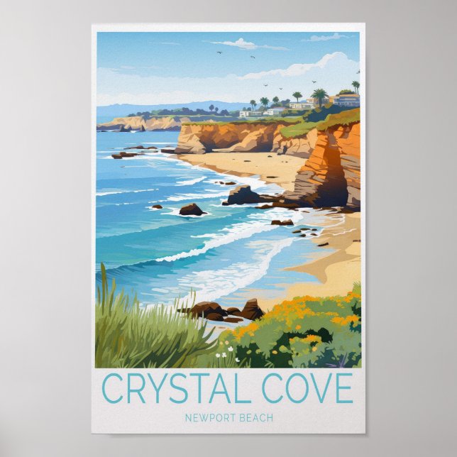 Crystal Cove Newport Beach California Travel Poster (Front)