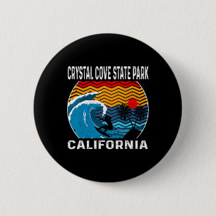 Crystal Cove State Park California Surfboard Surfi 6 Cm Round Badge