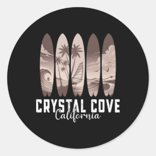 Crystal Cove State Park California Surfboard Surfi Classic Round Sticker