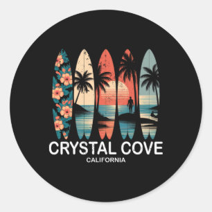 Crystal Cove State Park California Surfboard Surfi Classic Round Sticker
