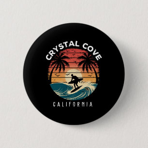 Crystal Cove State Park California Surfboard Waves 6 Cm Round Badge