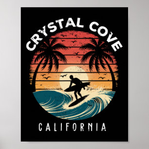 Crystal Cove State Park California Surfboard Waves Poster