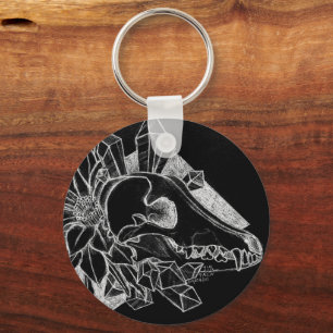 Crystal Coyote Inverted Key Ring